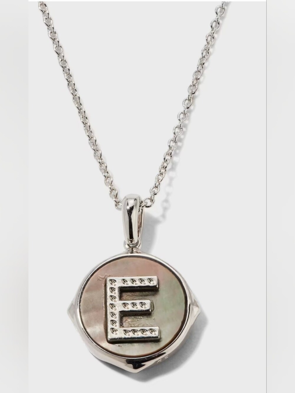 Kendra Scott NWT Letter E Disc Reversible Pendant Necklace Silver Plated